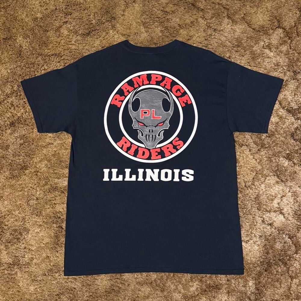 Vintage Rampage Riders Illinois Biker T-Shirt Tee Black Large